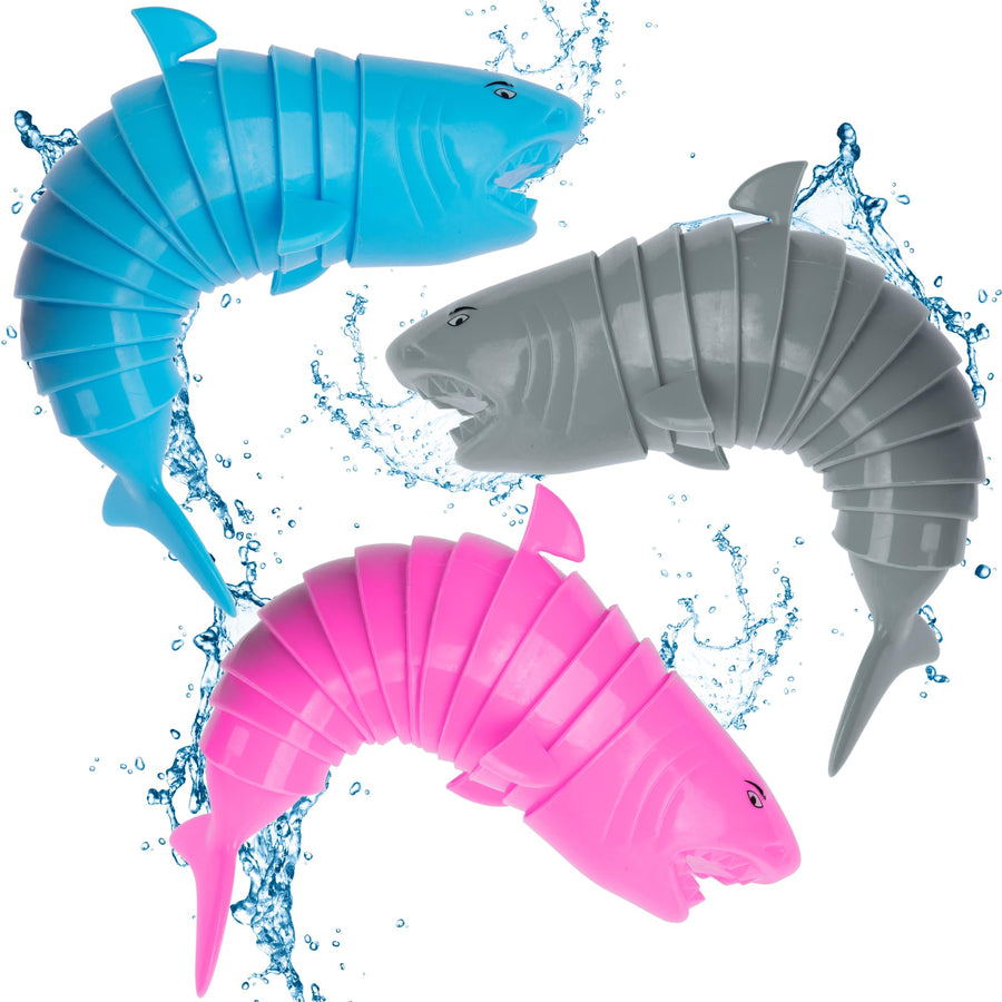 Fidget Shark Toys for Kids - Set of 3 Fidget Toys - Fidget Shark Toys in Pink, Blue, and Gray