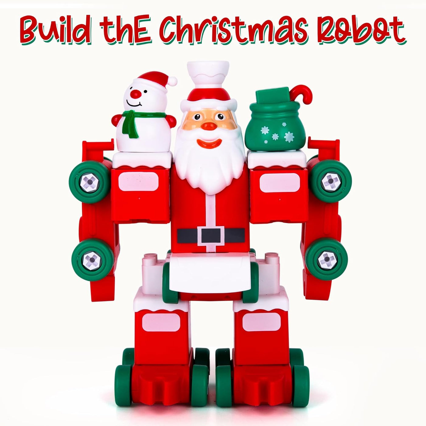 2 in 1 Transforming Santa Train - 73-Piece Robot Santa Toy with STEM Building Feature