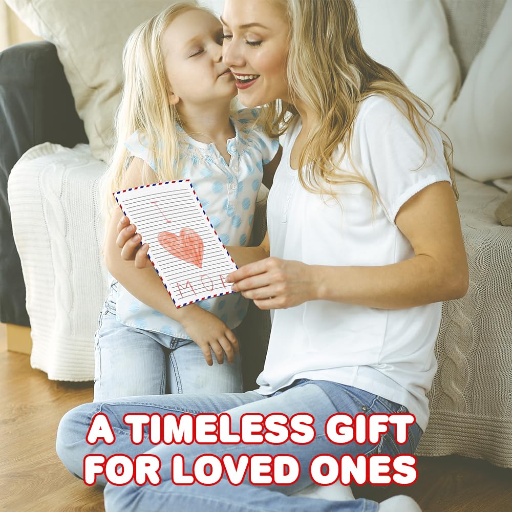 Vintage Stationery Paper and Envelopes Set - 50 Double Sided Airmail Sheets and 50 Envelopes - Pen Pal Stationery Letters and Envelopes with Air Mail Design - Vintage Letter Writing Kit