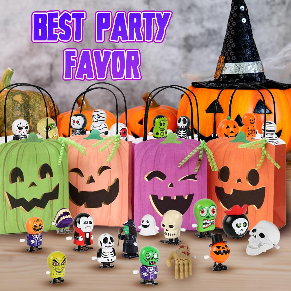 Halloween Wind Up Toys - Set of 24 Wind Up Halloween Toys - Assorted Halloween Wind Up Toys in Bulk with Unique Designs