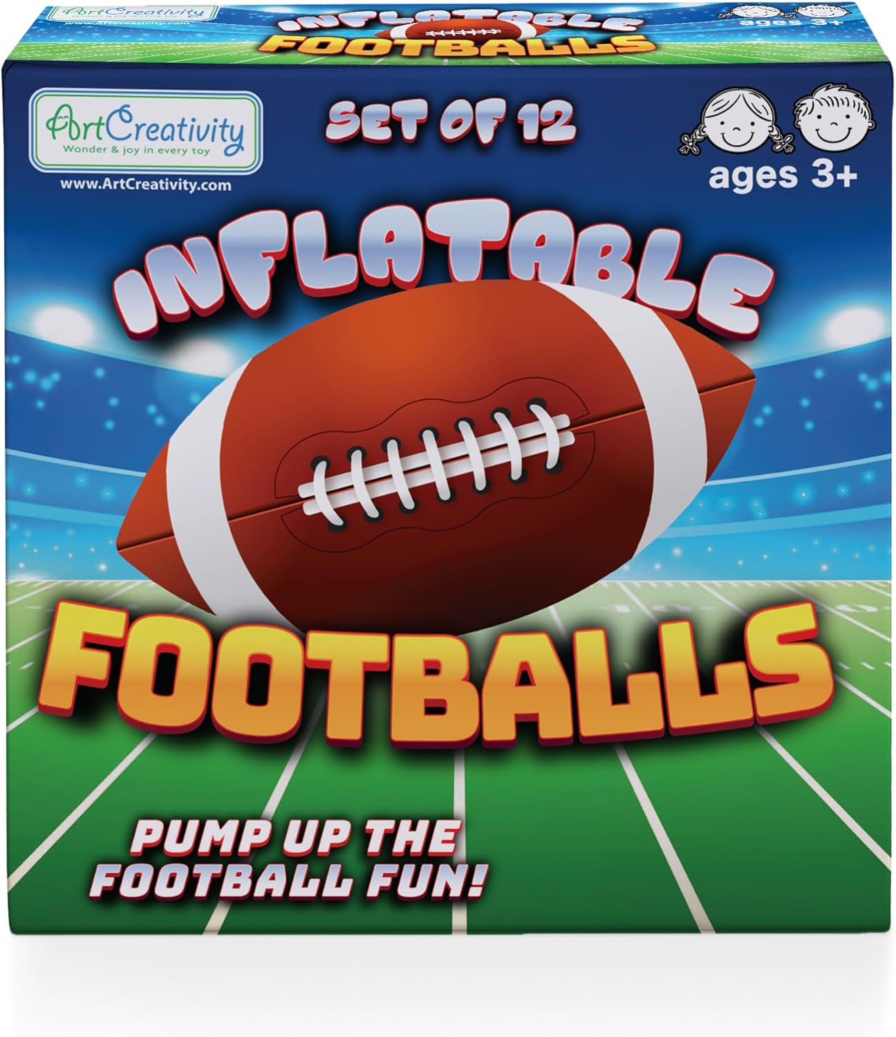 12 Pcs Inflatable Football for Football Party Decorations - Inflatable Blow Up Footballs with Touch Down Design - 12 Inches Long