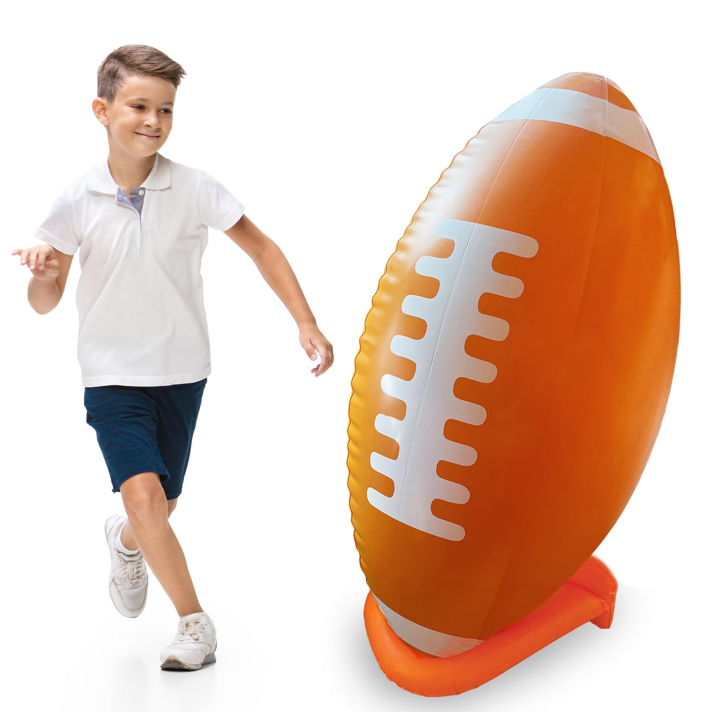 36" Giant Jumbo Inflatable Football with Tee Stand - Large Inflatable Football for Superbowl Party Decorations - Blow Up Football Decor for Tailgates