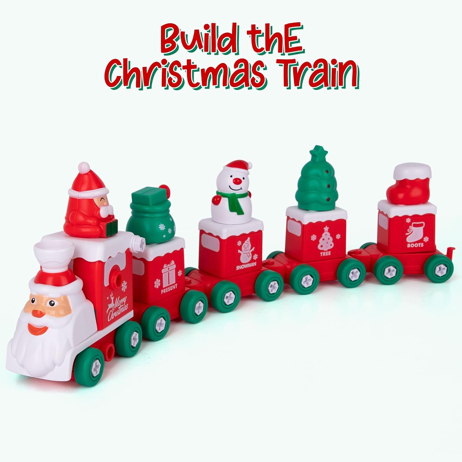 2 in 1 Transforming Santa Train - 73-Piece Robot Santa Toy with STEM Building Feature