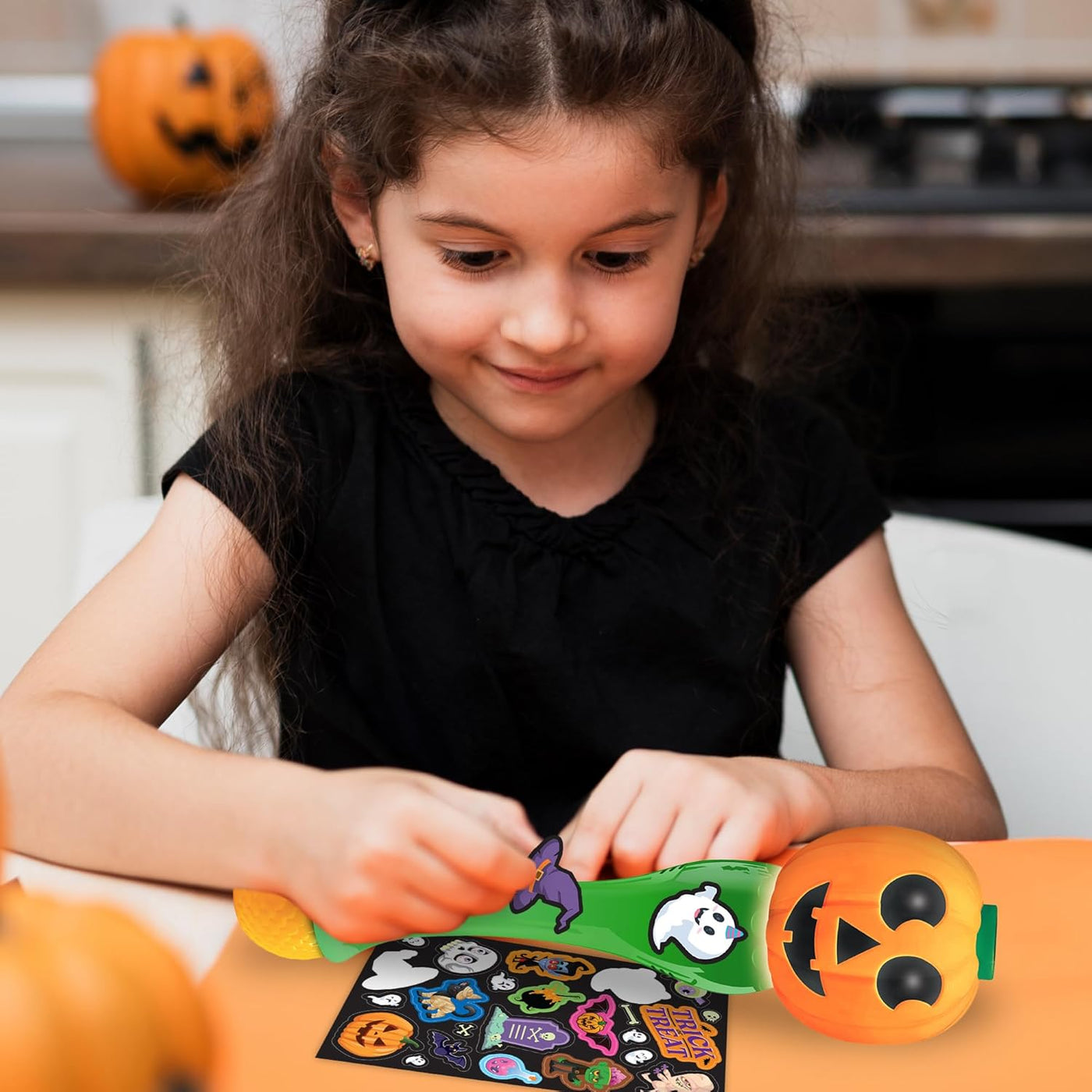 Halloween Bubble Wand for Kids, 14" Light Up Pumpkin Bubble Wand