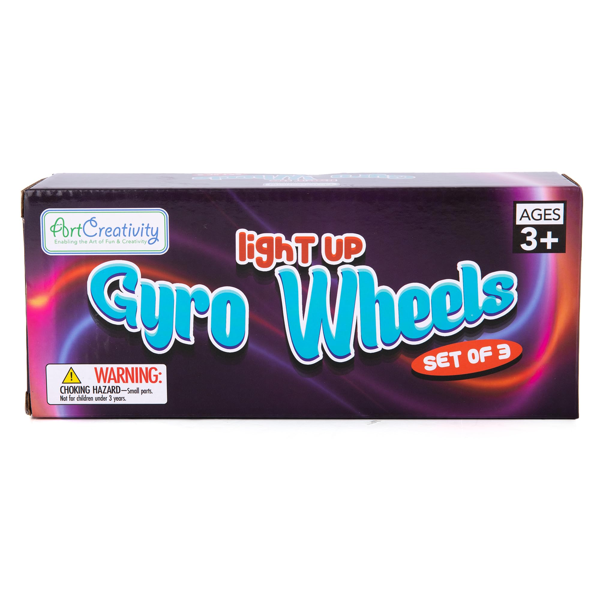 Retro Light Up Gyro Wheels Set for Kids- 3, 8.5 Inch Gyroscope Rail Twisters Mesmerizing Spinning Lighting Effects