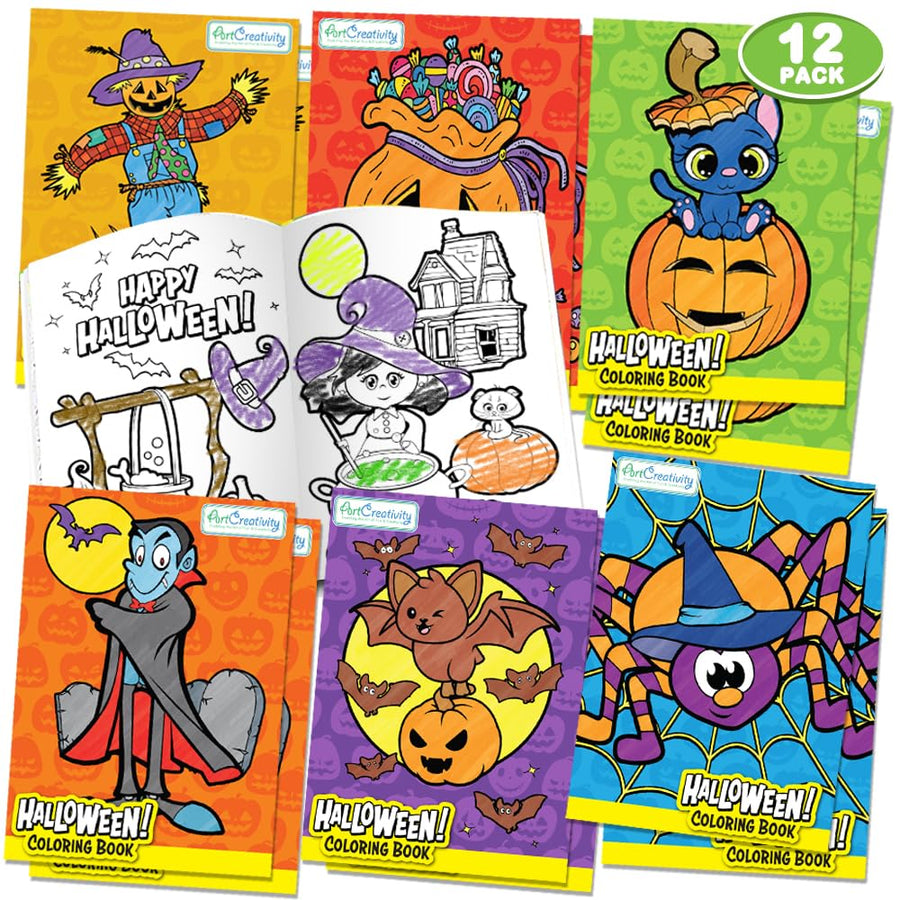 Halloween Coloring Books for Kids - 24 Pack Mini Coloring Book - Halloween Non-Candy Treats - Goodie Bag Filler