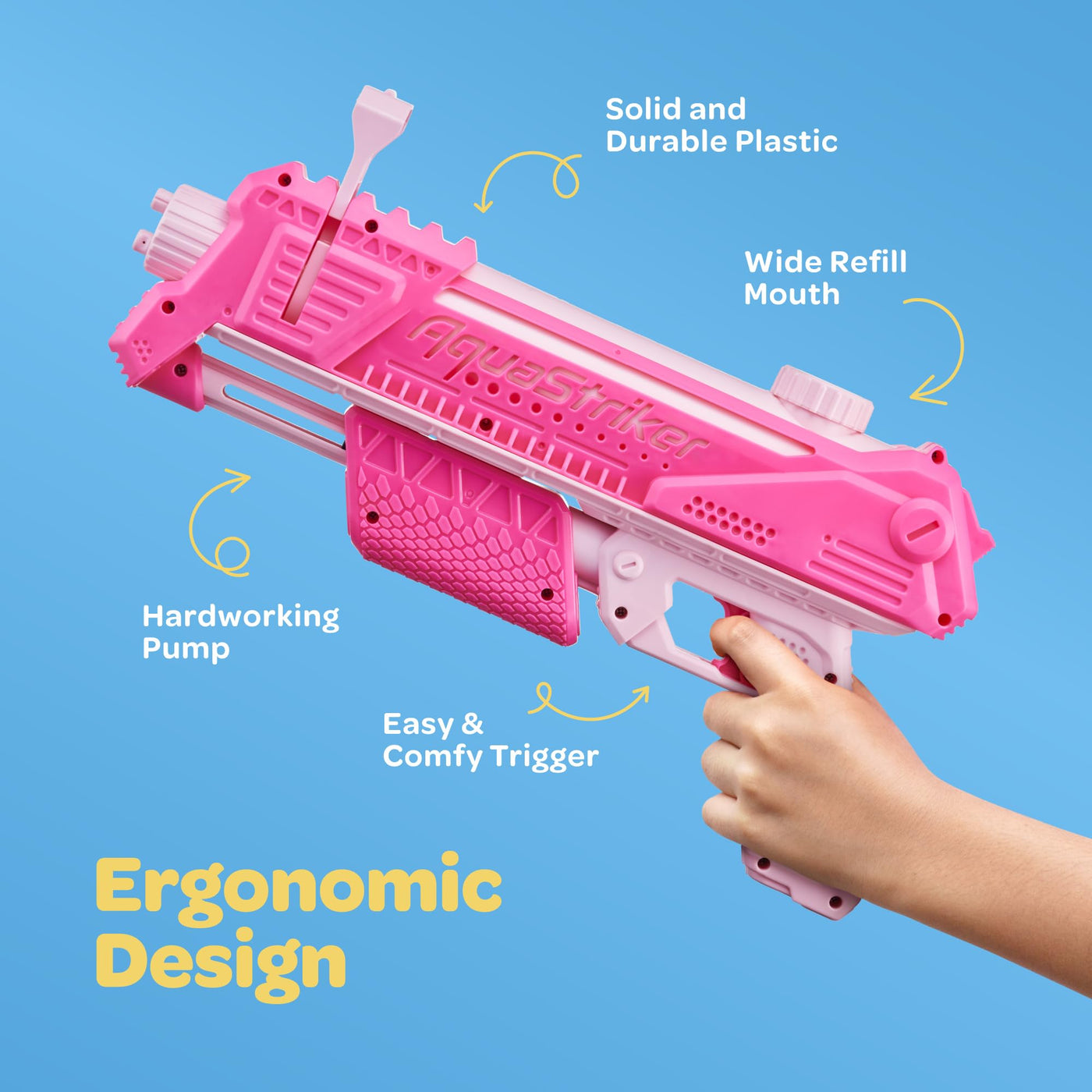 AquaStriker Water Blaster (Pink) - Prank Water Gun Gadget with Adjustable Sideways Shooting Action for Practical Jokes