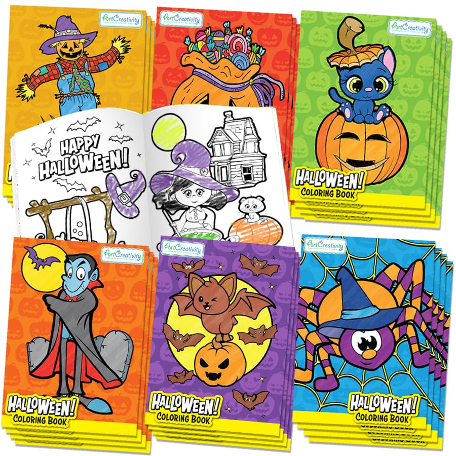 Halloween Coloring Books for Kids - 24 Pack Mini Coloring Book - Halloween Non-Candy Treats - Goodie Bag Filler