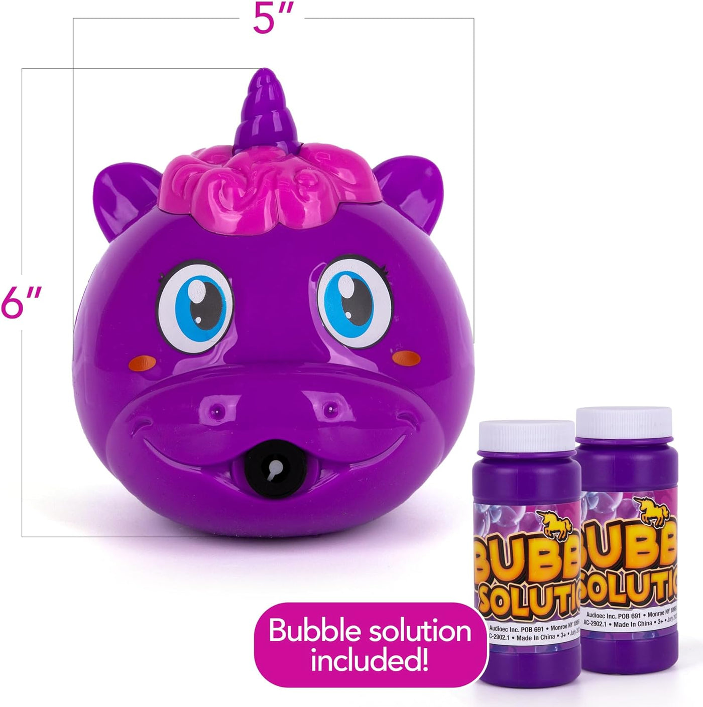 Unicorn Bubble Machine for Kids, Set of 2, Bubble Blower with Bubble Solution Included, Pink & Purple Unicorn Bubble Toys for Girls & Boys