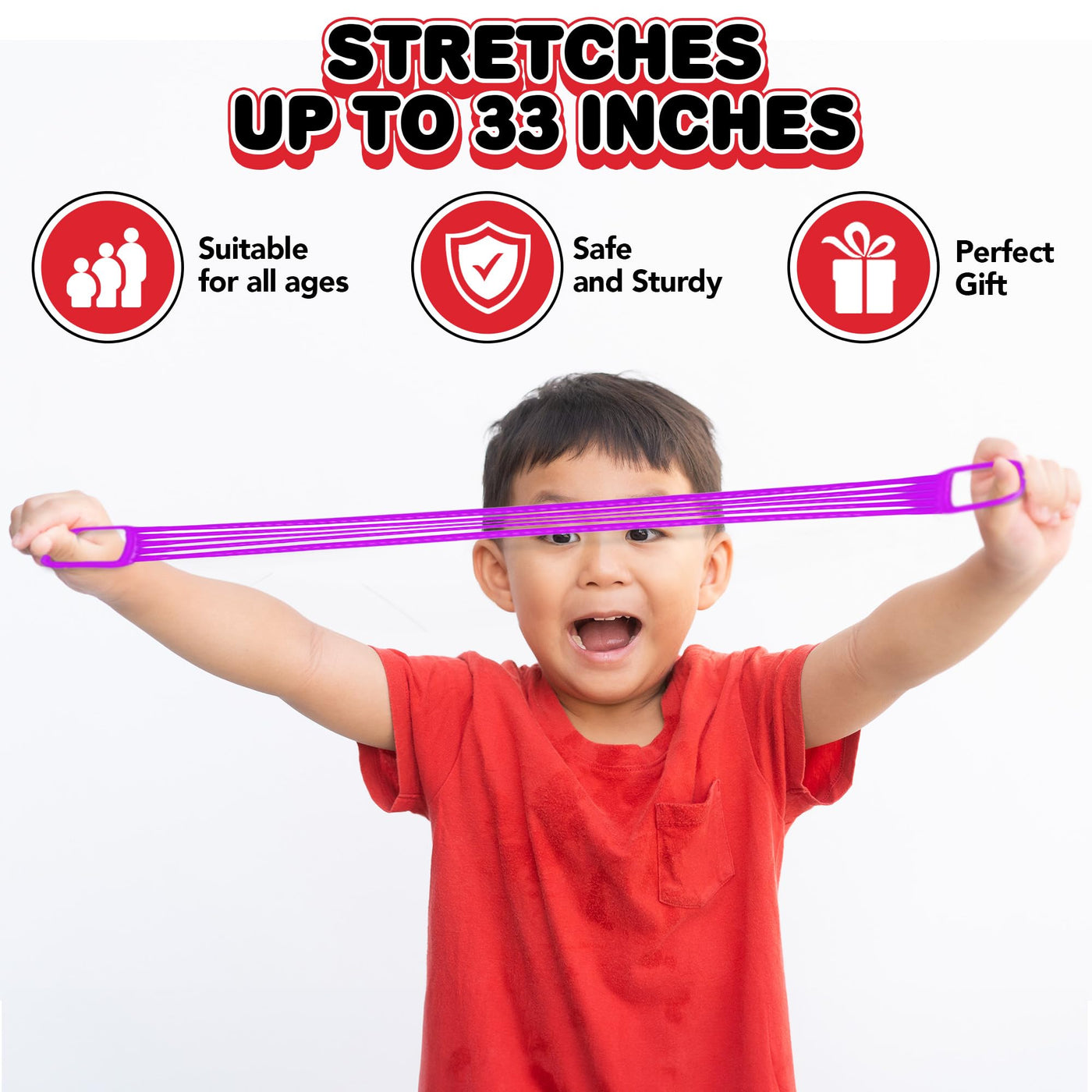 30 PK Stretchy String Sensory Toys - Stretchy Fidget Toys - Sensory Strings in Fun Exercise Band Designs - 6 Vibrant Colors