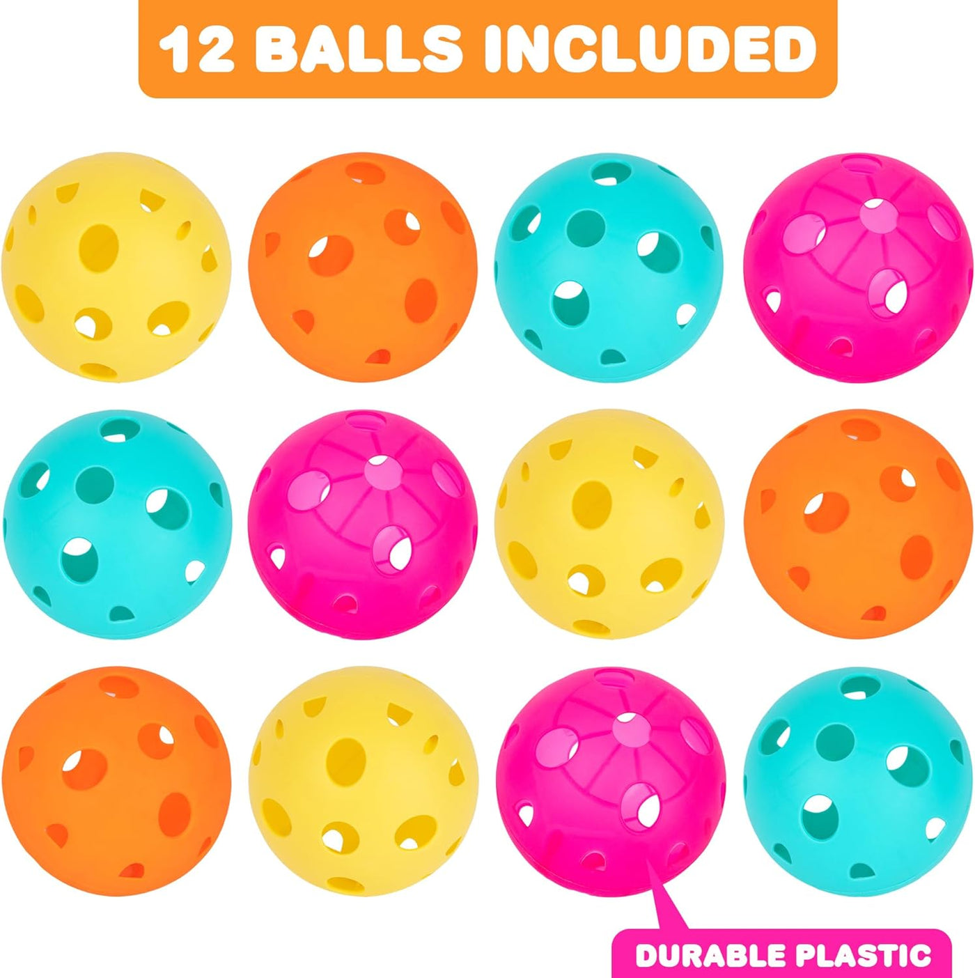 Extra Balls for Scoop Ball Game - Set of 12 - Plastic Balls in 4 Vibrant Colors