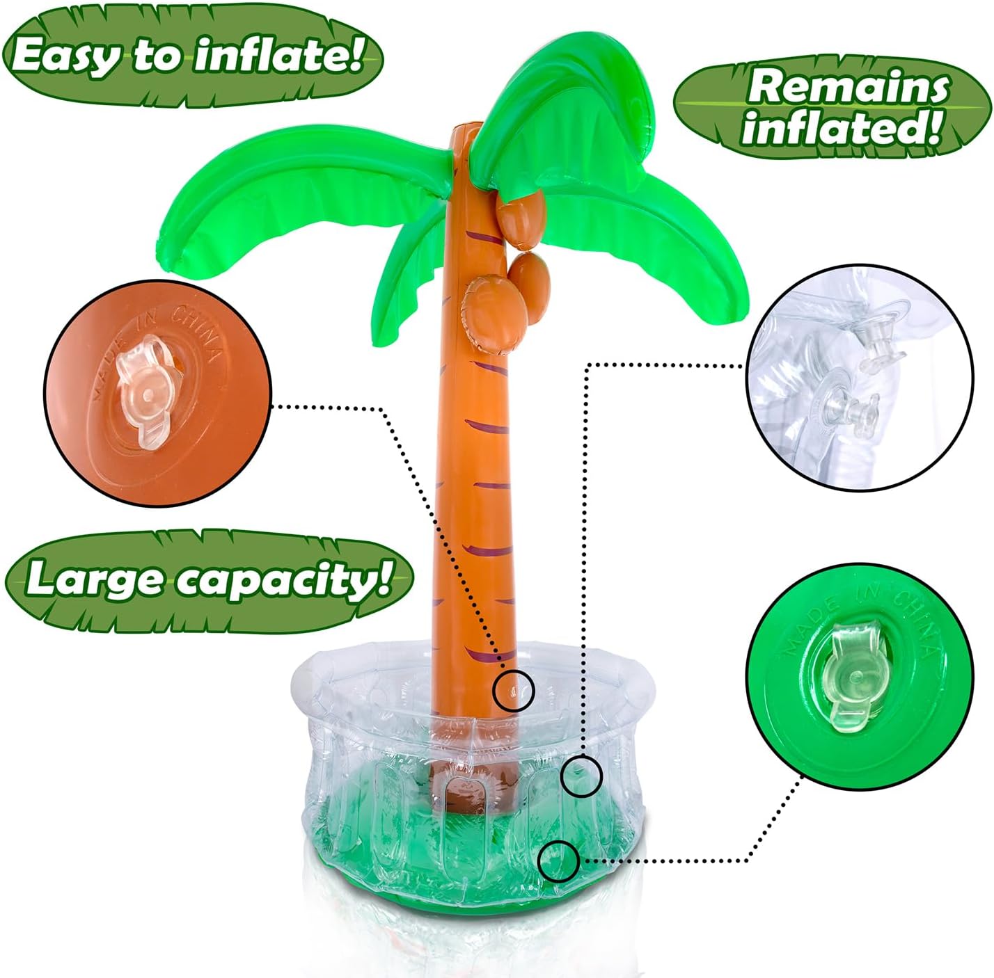 Inflatable Palm Tree Cooler - 60 Inch Inflatable Tree with Drink Cooler Base