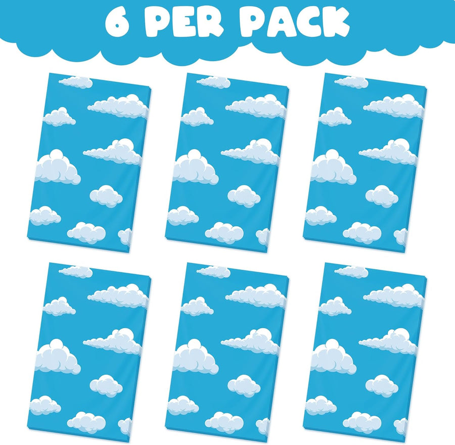 Cloud Tablecloth - 6 Pack Cloud Decorations - 58” x 108” Cloud Table Cover