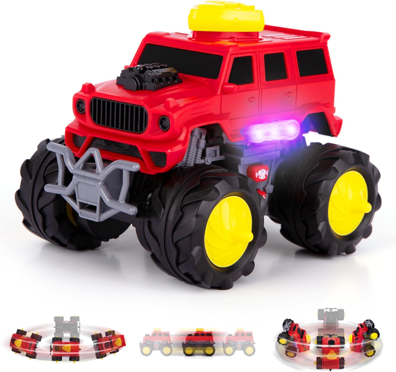 Light Up Monster Truck for Boys - Large Monster Truck Toy with Lights & Sounds - Big Monster Truck with Forward, Backward and Dance Driving Modes