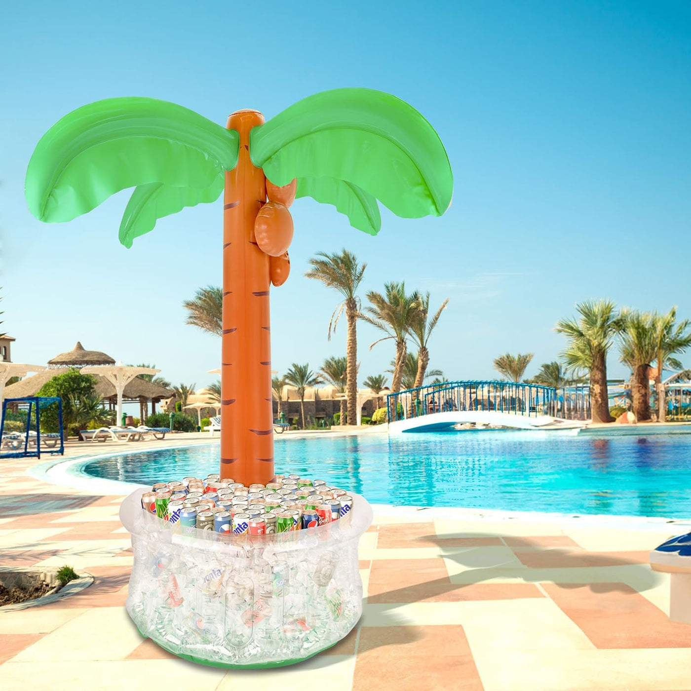 Inflatable Palm Tree Cooler - 60 Inch Inflatable Tree with Drink Cooler Base