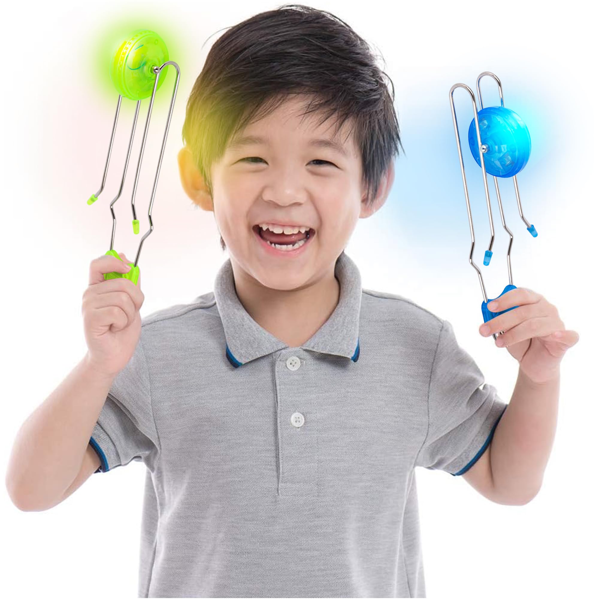 Retro Light Up Gyro Wheels Set for Kids- 3, 8.5 Inch Gyroscope Rail Twisters Mesmerizing Spinning Lighting Effects