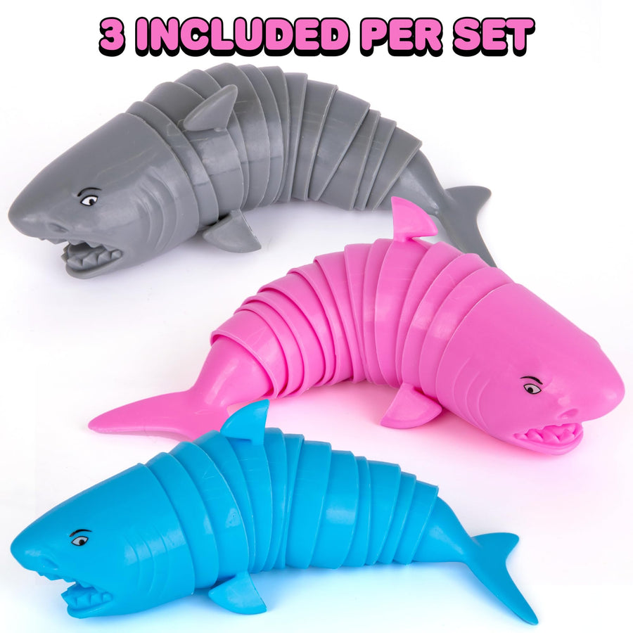 Fidget Shark Toys for Kids - Set of 3 Fidget Toys - Fidget Shark Toys in Pink, Blue, and Gray