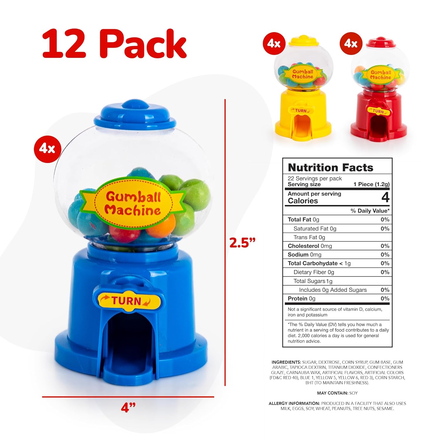 Mini Gumball Machines for Kids – Set of 12