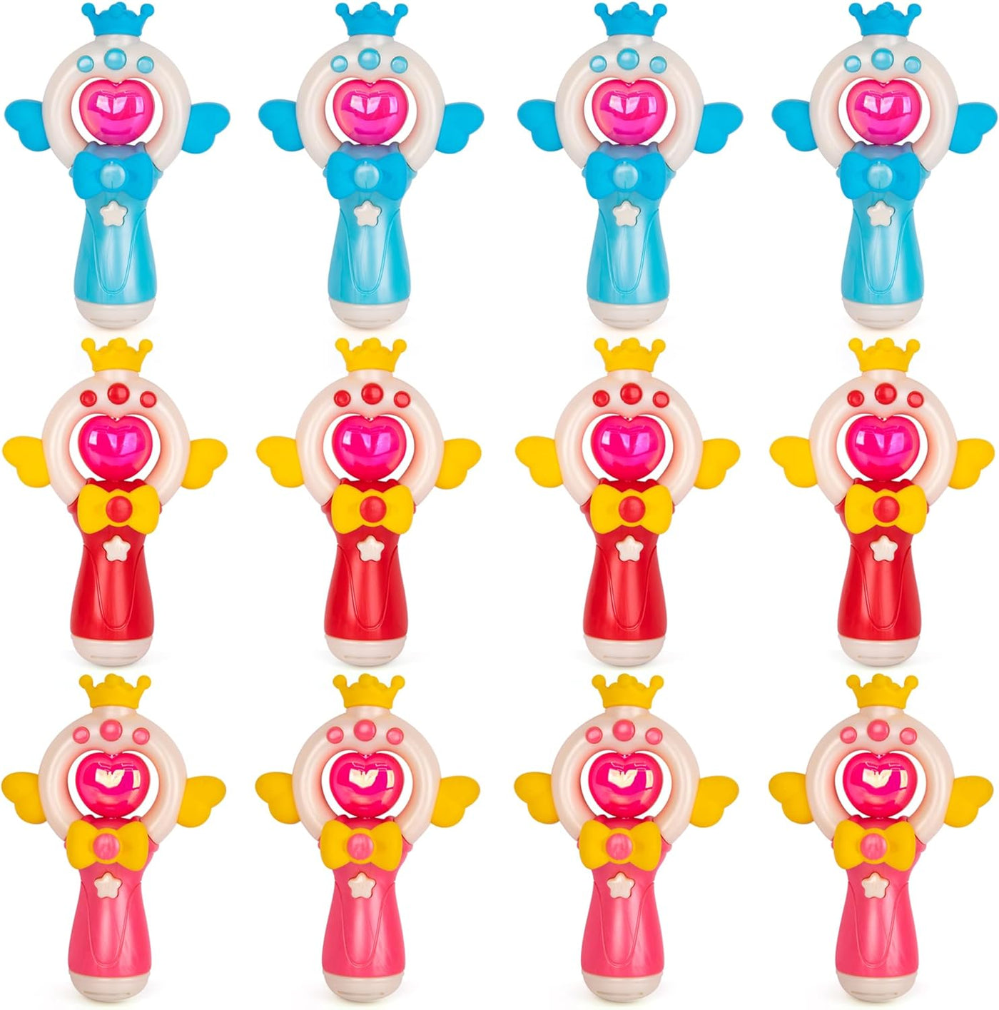 Light Up Projection Wands for Kids - Set of 12 Wand-Style Flashlight Projectors - LED Princess Wands with Lights, Music, and a Starry Projection