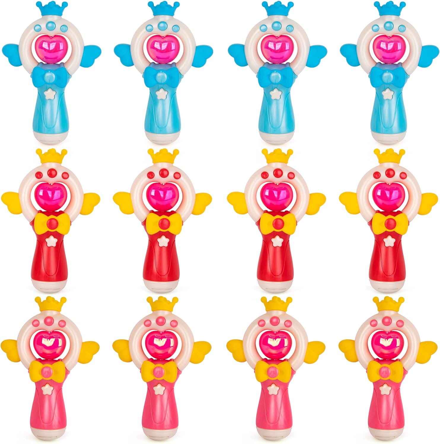 Light Up Projection Wands for Kids - Set of 12 Wand-Style Flashlight Projectors - LED Princess Wands with Lights, Music, and a Starry Projection