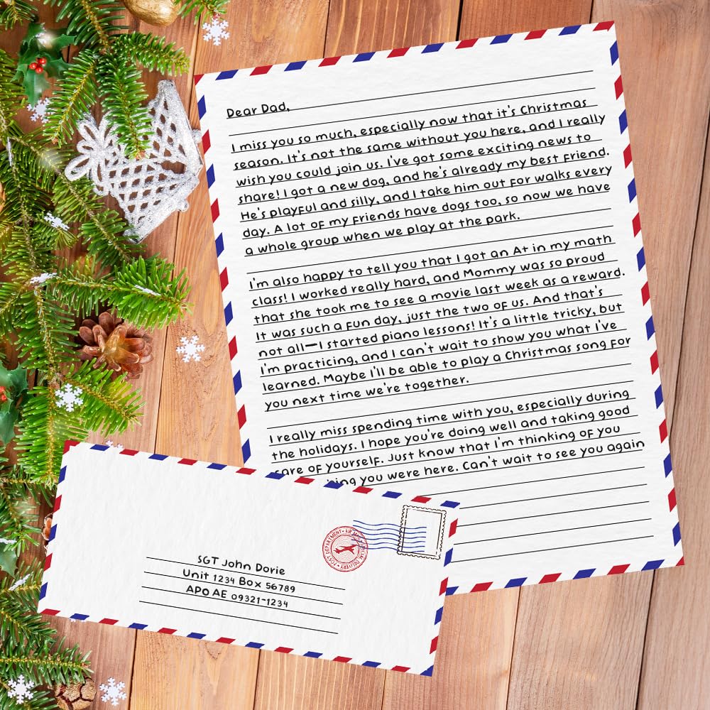 Vintage Stationery Paper and Envelopes Set - 50 Double Sided Airmail Sheets and 50 Envelopes - Pen Pal Stationery Letters and Envelopes with Air Mail Design - Vintage Letter Writing Kit