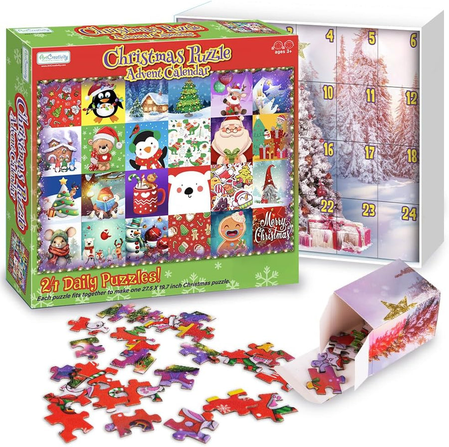 Christmas Advent Calendar Puzzle 2024-1000 PC Christmas Advent Jigsaw Puzzle with 24 Day Countdown to Christmas - Kids Holiday Puzzle Advent Calendar 2024