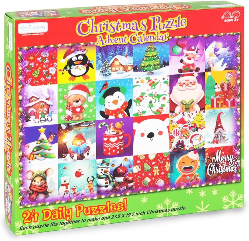 Christmas Advent Calendar Puzzle 2024-1000 PC Christmas Advent Jigsaw Puzzle with 24 Day Countdown to Christmas - Kids Holiday Puzzle Advent Calendar 2024