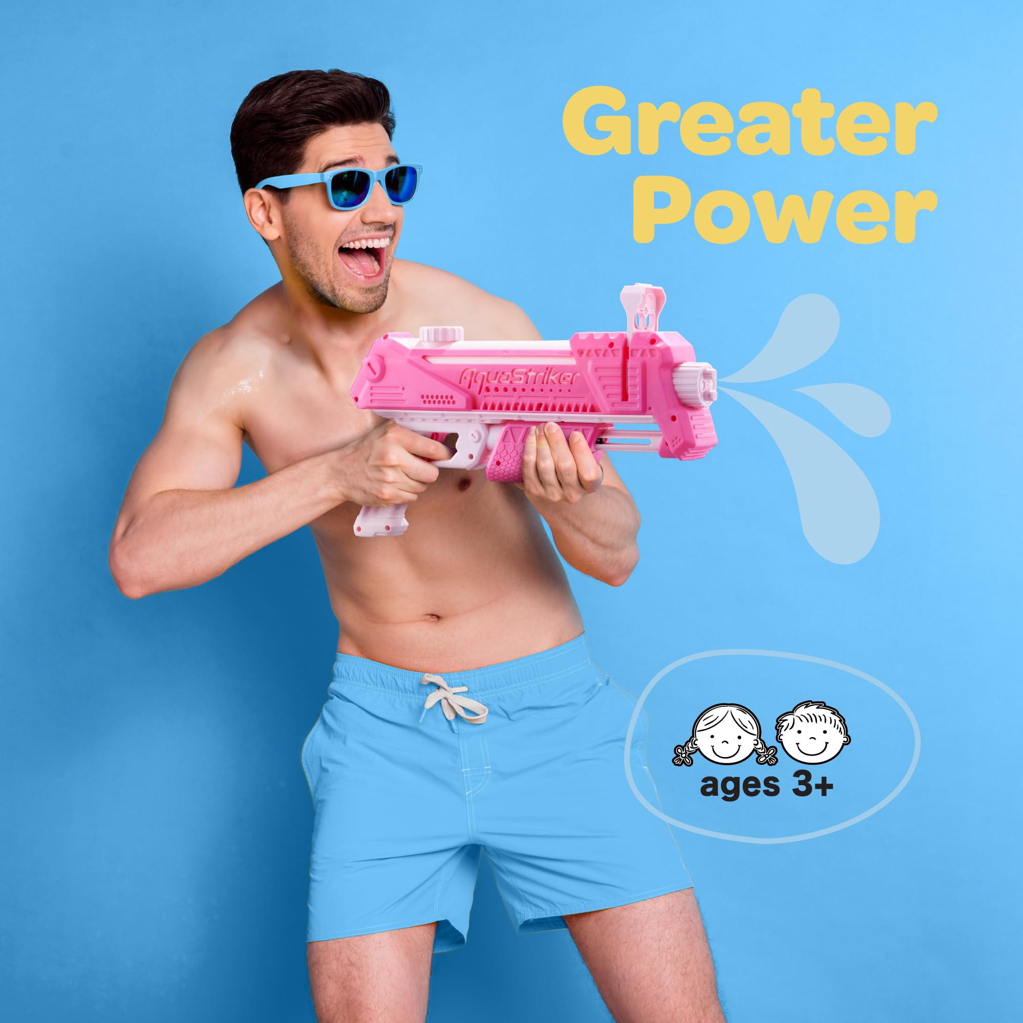 AquaStriker Water Blaster (Pink) - Prank Water Gun Gadget with Adjustable Sideways Shooting Action for Practical Jokes