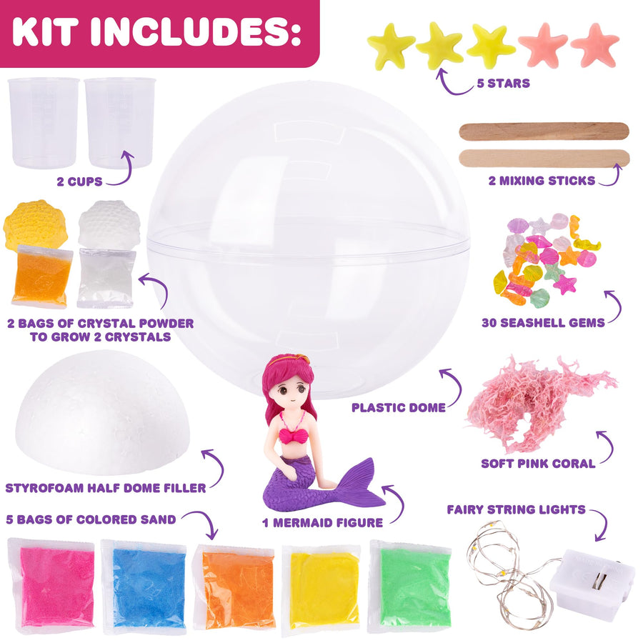 Crystal Mermaid Terrarium Kit for Kids - Mermaid Craft STEM Project
