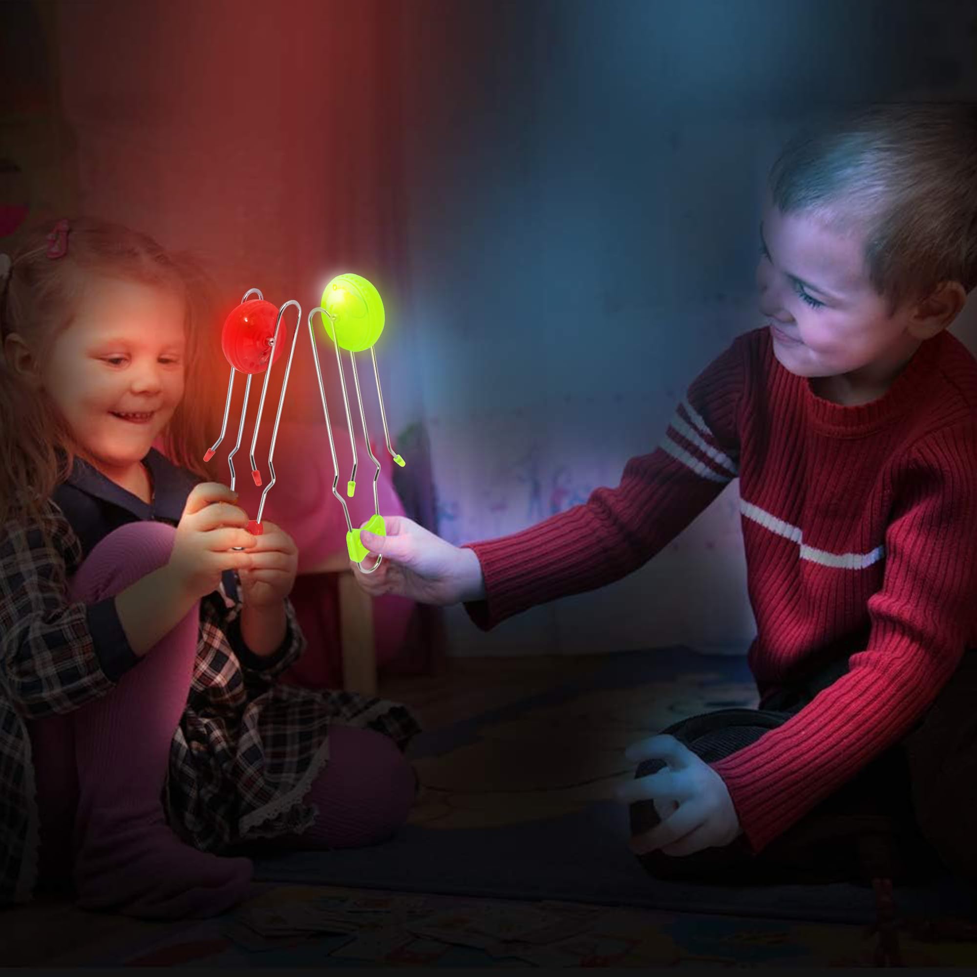 Retro Light Up Gyro Wheels Set for Kids- 3, 8.5 Inch Gyroscope Rail Twisters Mesmerizing Spinning Lighting Effects
