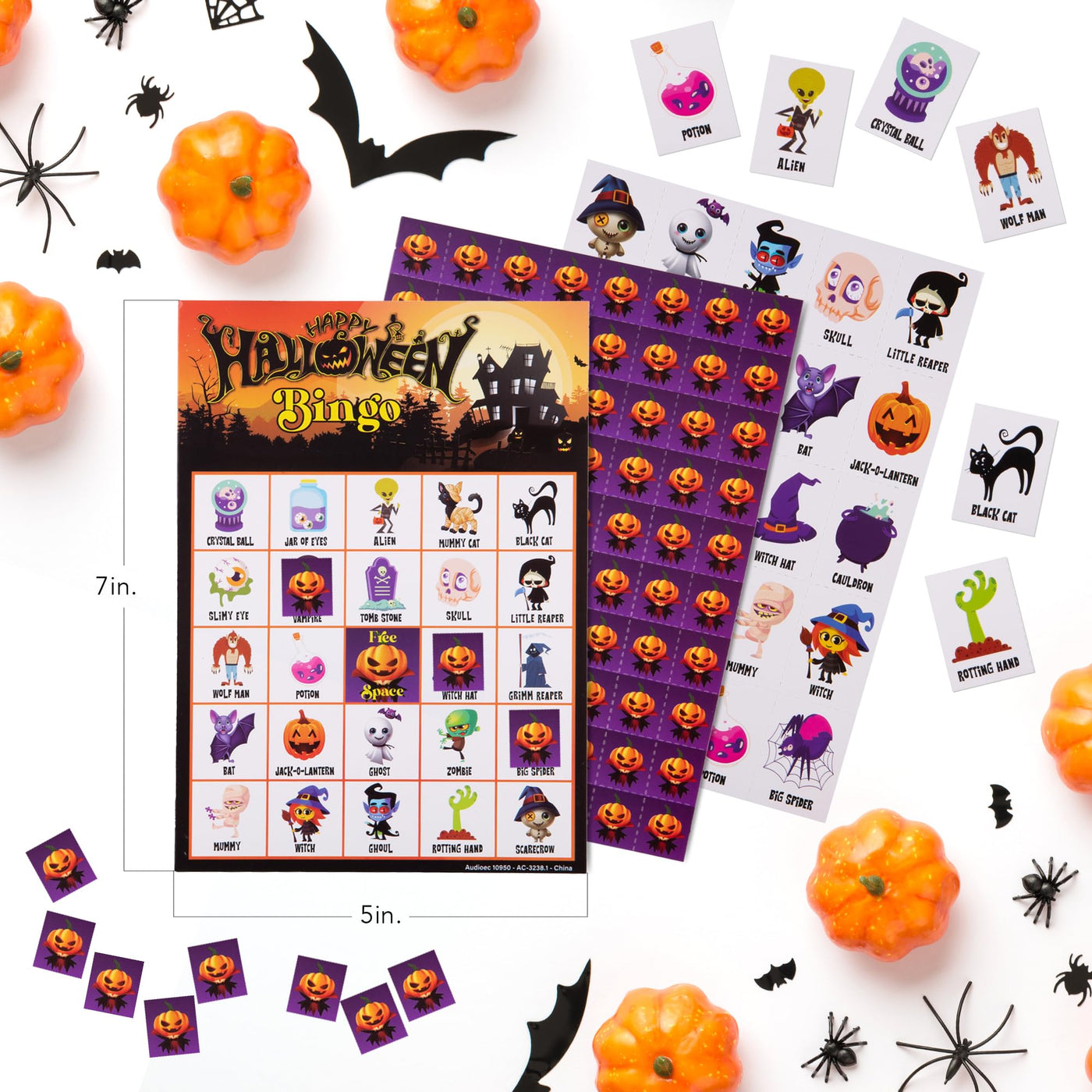 Halloween Bingo for Kids - 55 PC Halloween Bingo Game - Scary Kids Bingo for Up to 30 Players - Includes Halloween Bingo Cards and 25 Chips