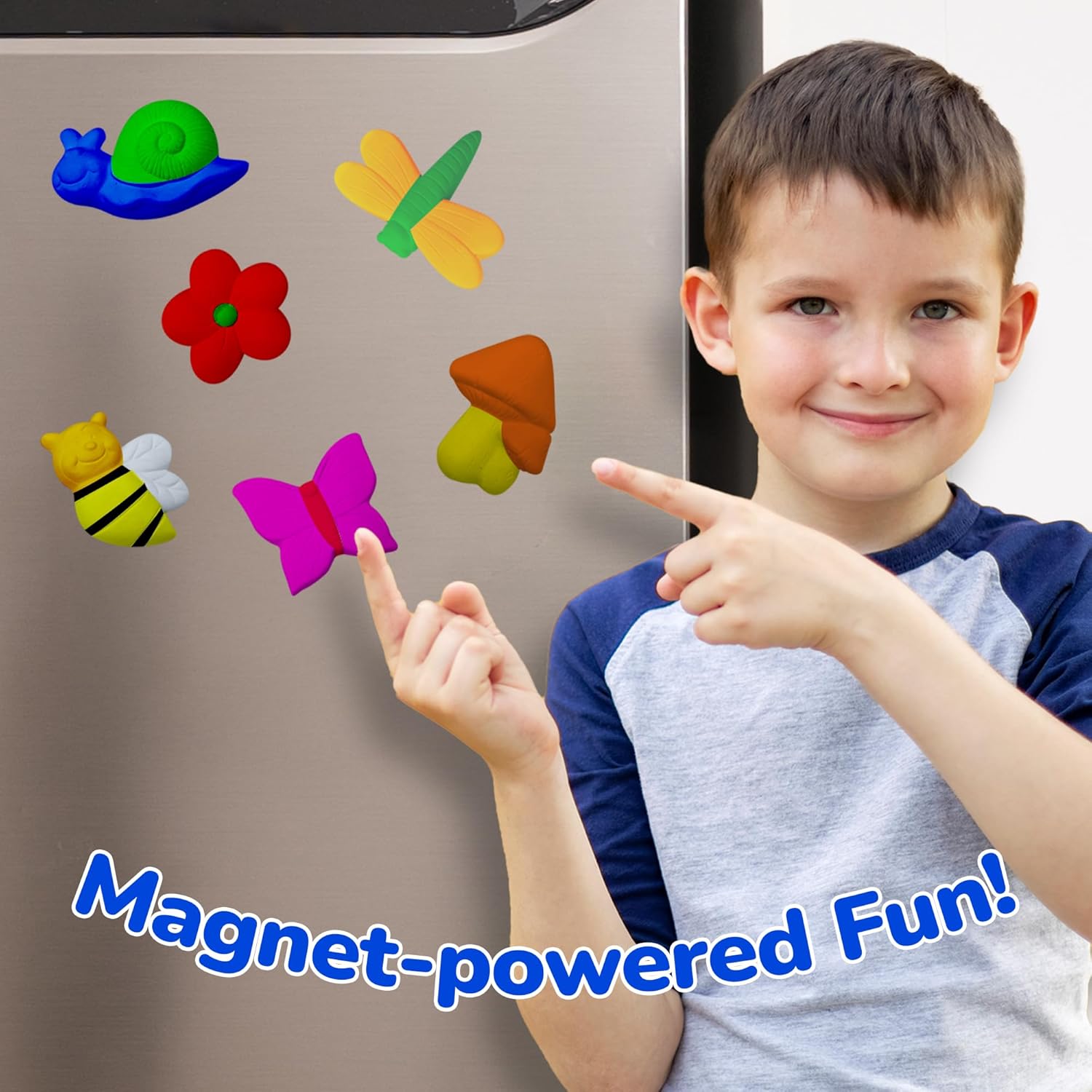 Insect Plaster Painting Kit for Kids - 6 Garden-Inspired Plaster Figurines, 2 Paint Sets, 2 Brushes, and 6 Circle Magnets for Display - 8 Different Paint Colors - Kids Painting Set