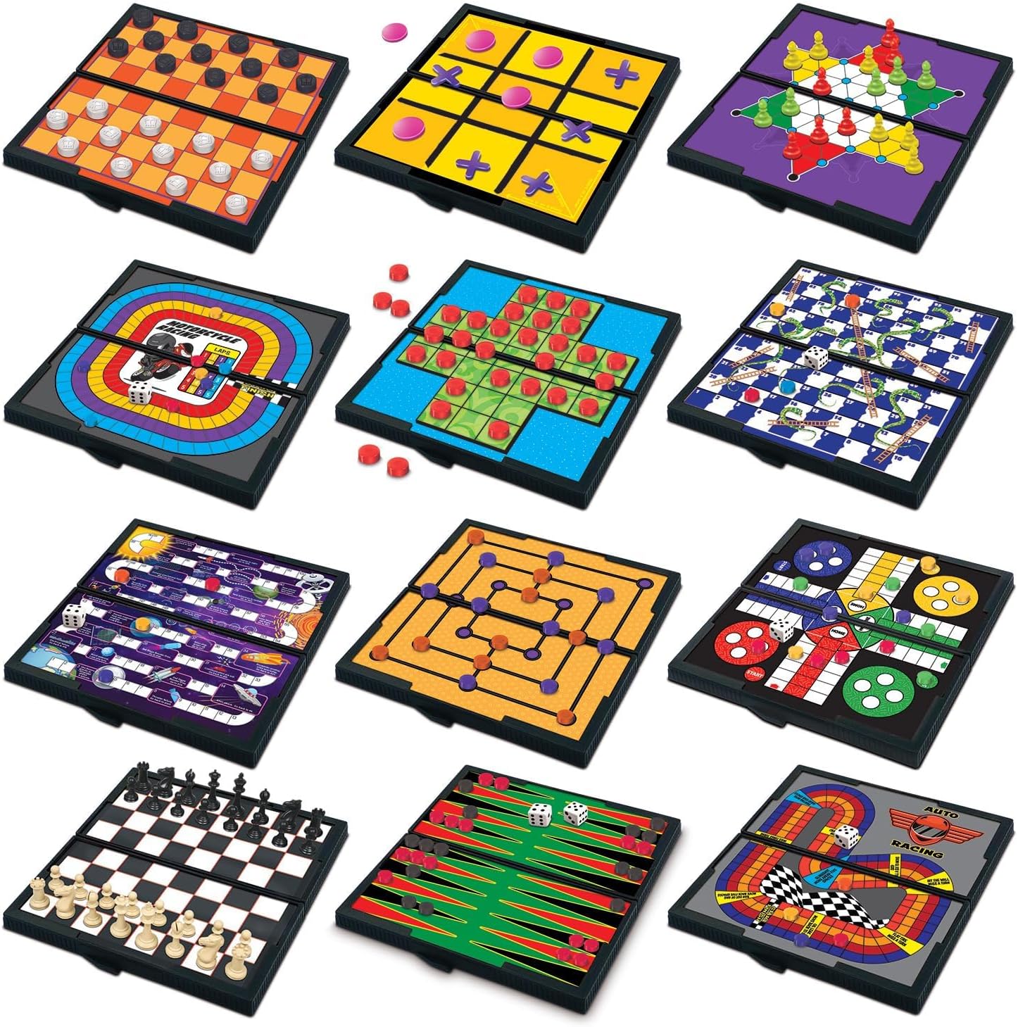 Magnetic Board Travel Games Set - Includes 12 Retro Fun Games - 5" Compact Design - Individually Boxed - Great for Road Trip/Travel/Camping - Best Gift for Kids Ages 6+