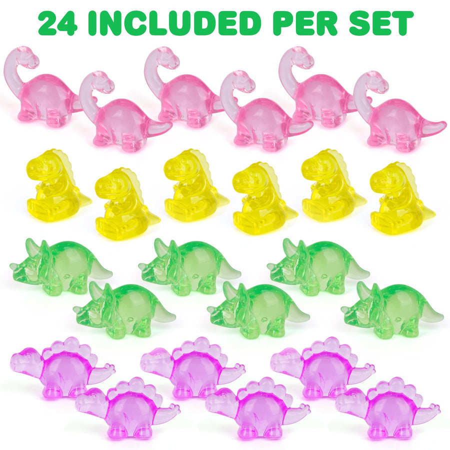 Acrylic Dinosaur Figurines - Set of 24 Mini Dinosaur Figurines - Translucent Plastic Dinosaur Toys for Kids