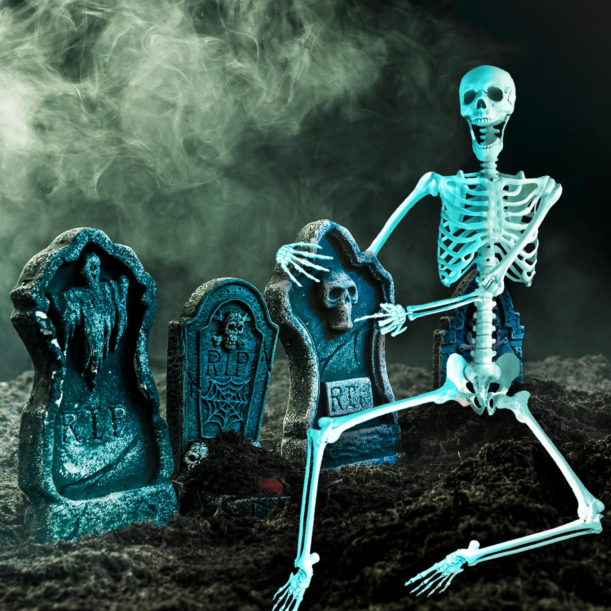 6ft Halloween Skeleton Decor - Life Size Skeleton for Indoor and Outdoor Decorations - Fully Articulated Posable Skeleton
