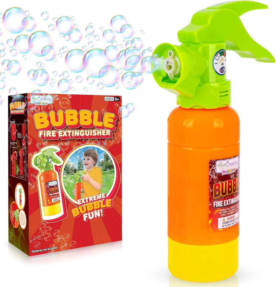 Fire Extinguisher Bubble Machine for Kids - Bubble Blowing Firefighter Toy with Bubble Solution Included