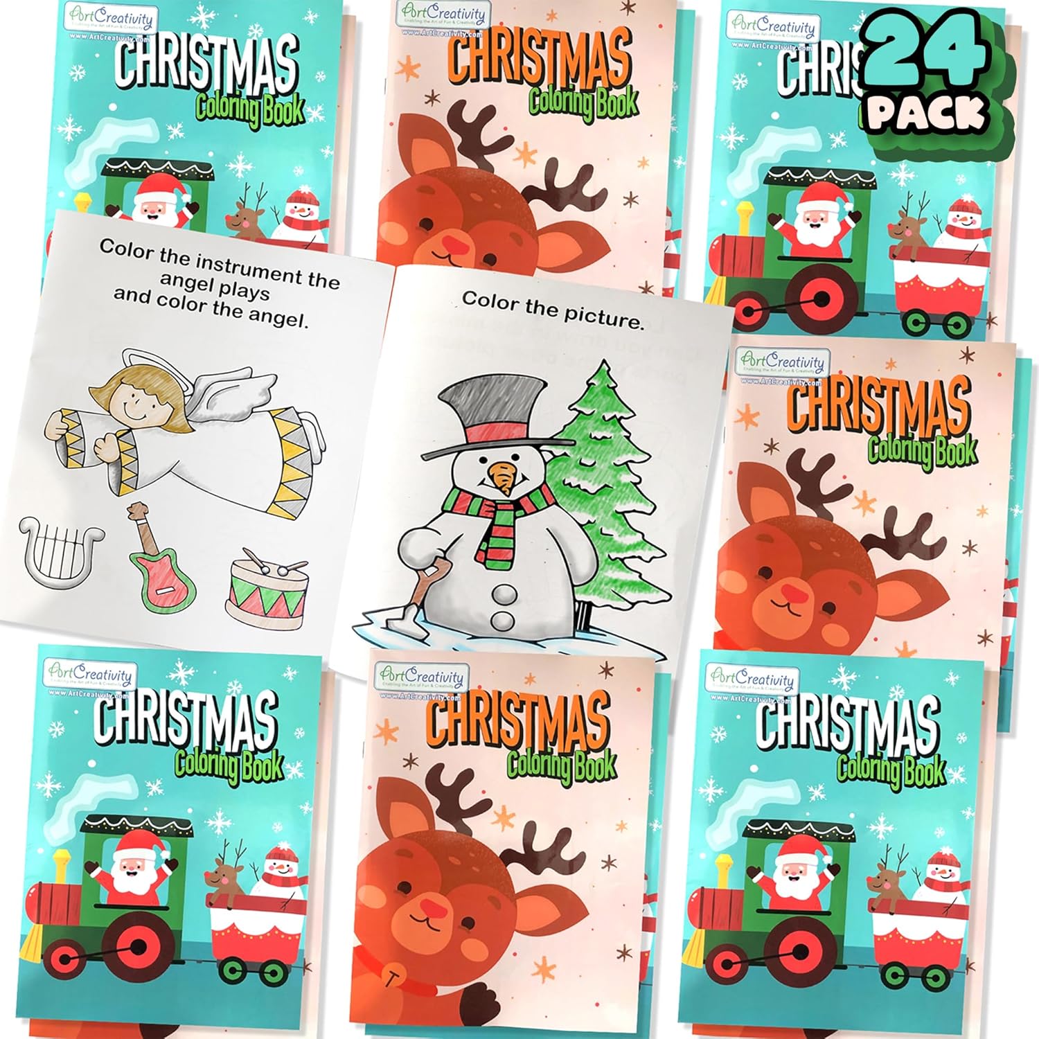 ArtCreativity Christmas Coloring Books for Kids, Pack of 24, 8.25 Inch x 11 Inch Big Booklets, Fun Christmas Treats Prizes, Favor Bag Fillers, Birthday Party Supplies, Art Gifts for Boys and Girls