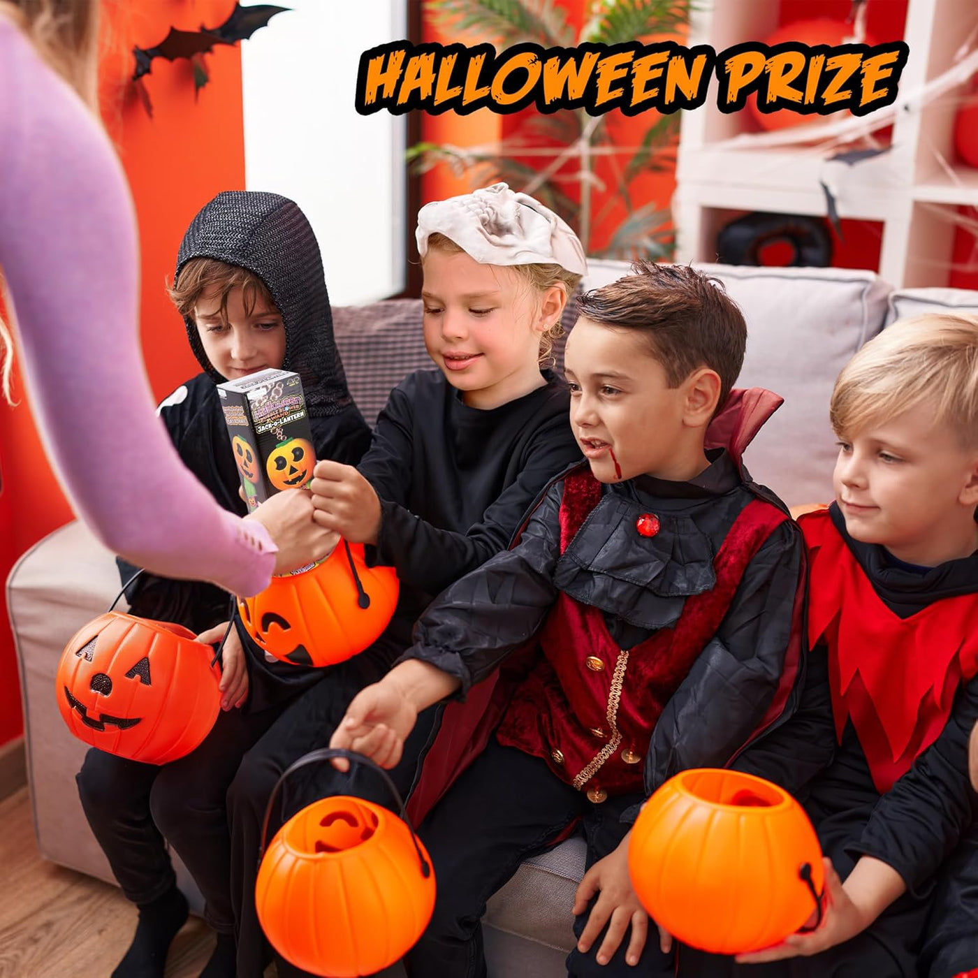 Halloween Bubble Wand for Kids, 14" Light Up Pumpkin Bubble Wand