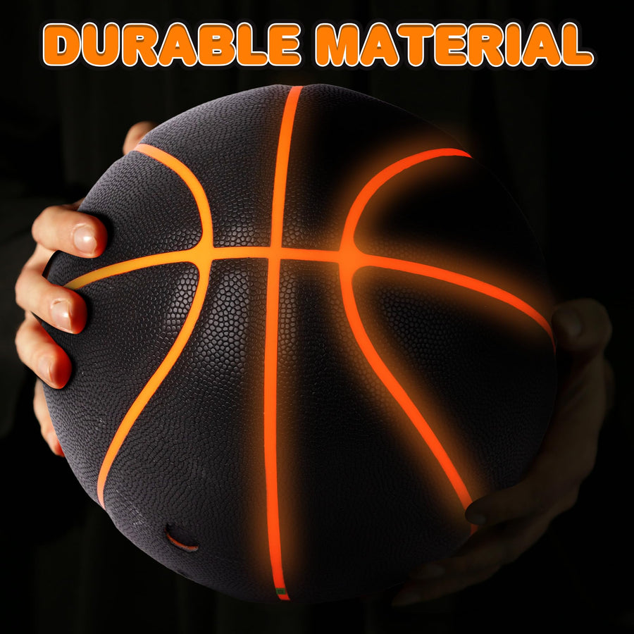 Glow in The Dark Basketball - Motion Activated Light Up Basketball with Glowing Seams and Air Pump - Standard Size Ball