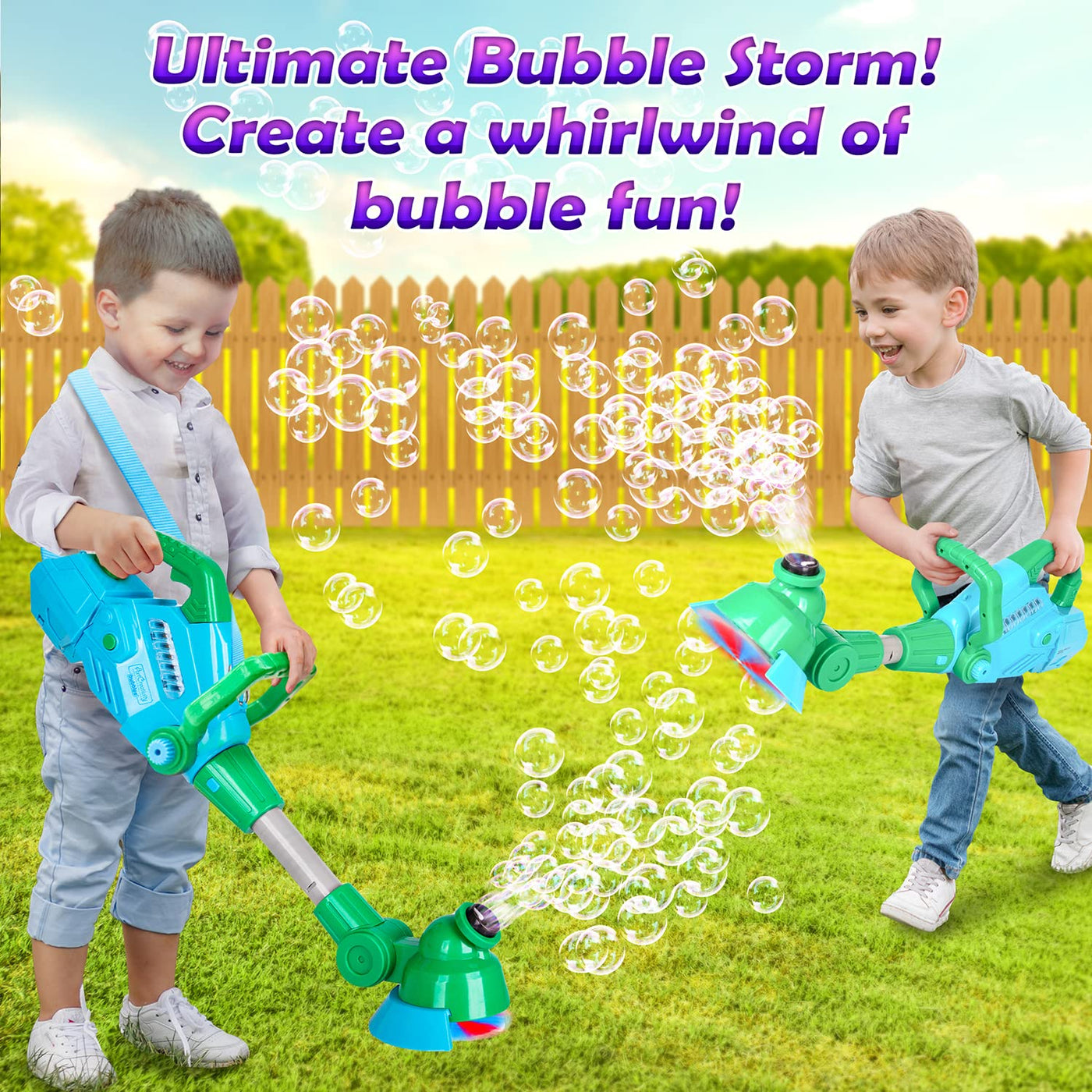 Weed Wacker Bubble Machine for Kids - Electronic Weed Eater Toy with Bubble Solution Included, Grass Trimmer Toy with Lights & Sounds