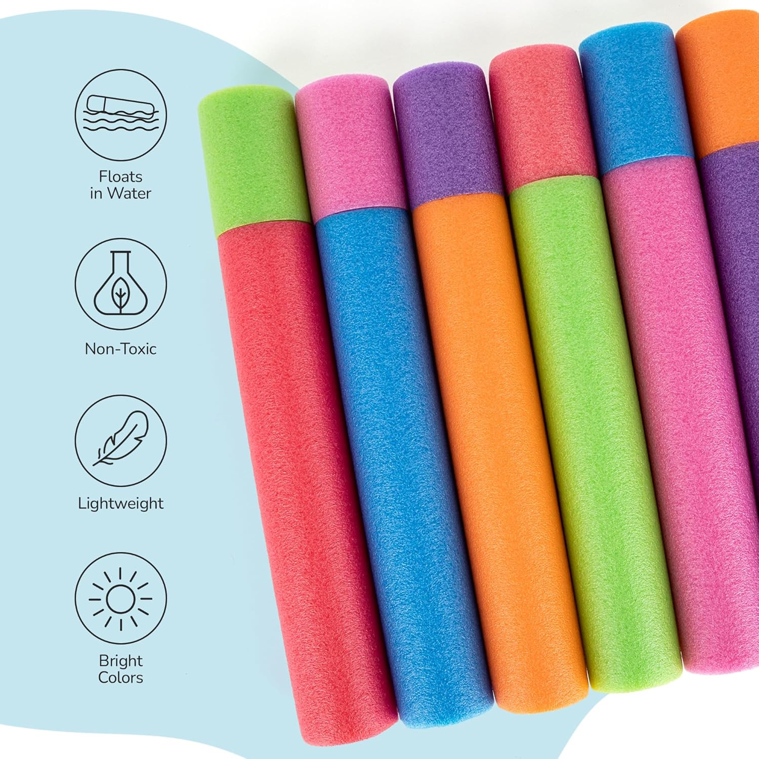 Foam Water Guns for Kids - 6 Pack - Long Range Swimming Pool Noodle Water Squirter - Fun Water Blaster Fighting Game Toys - Summer Beach Party Outdoor Supplies