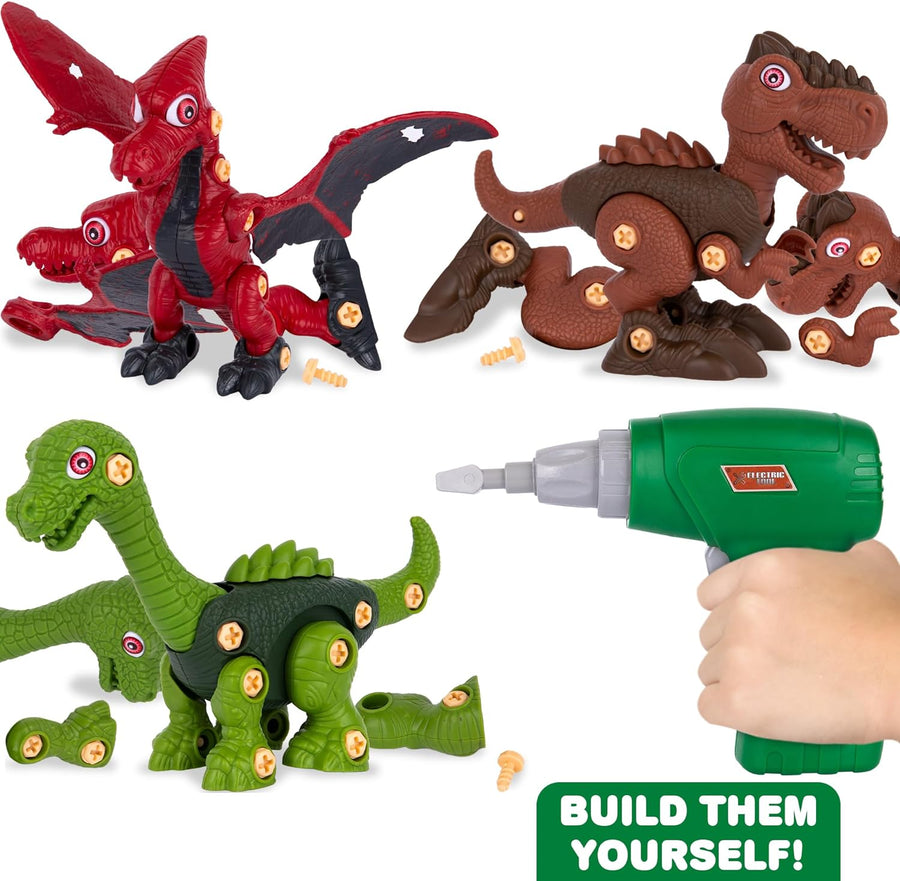 Dinosaur Toys for Boys 3-7 - Kids Take Apart STEM Construction Toy with Electric Drills, Assorted Tools, and Toy Dinosaur Parts