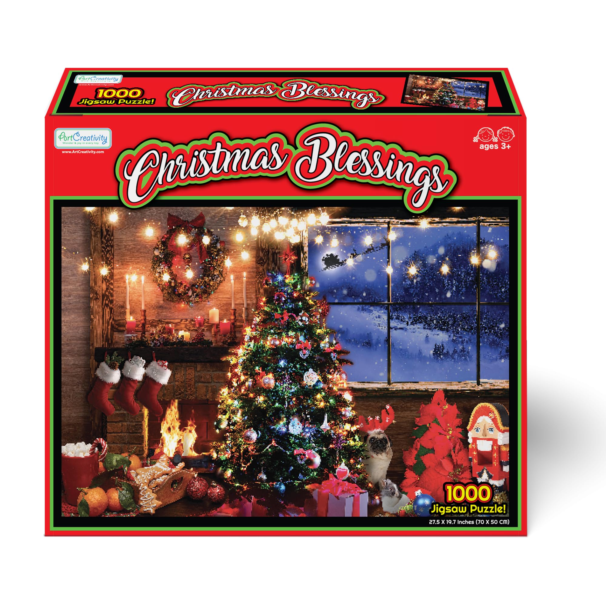 Christmas Jigsaw Puzzle 1000 Pieces - 26 x 19 Inches - 1000 Piece Christmas Puzzle for Kids, Adults, Family - Fun Holiday Puzzles for Family Christmas Activities