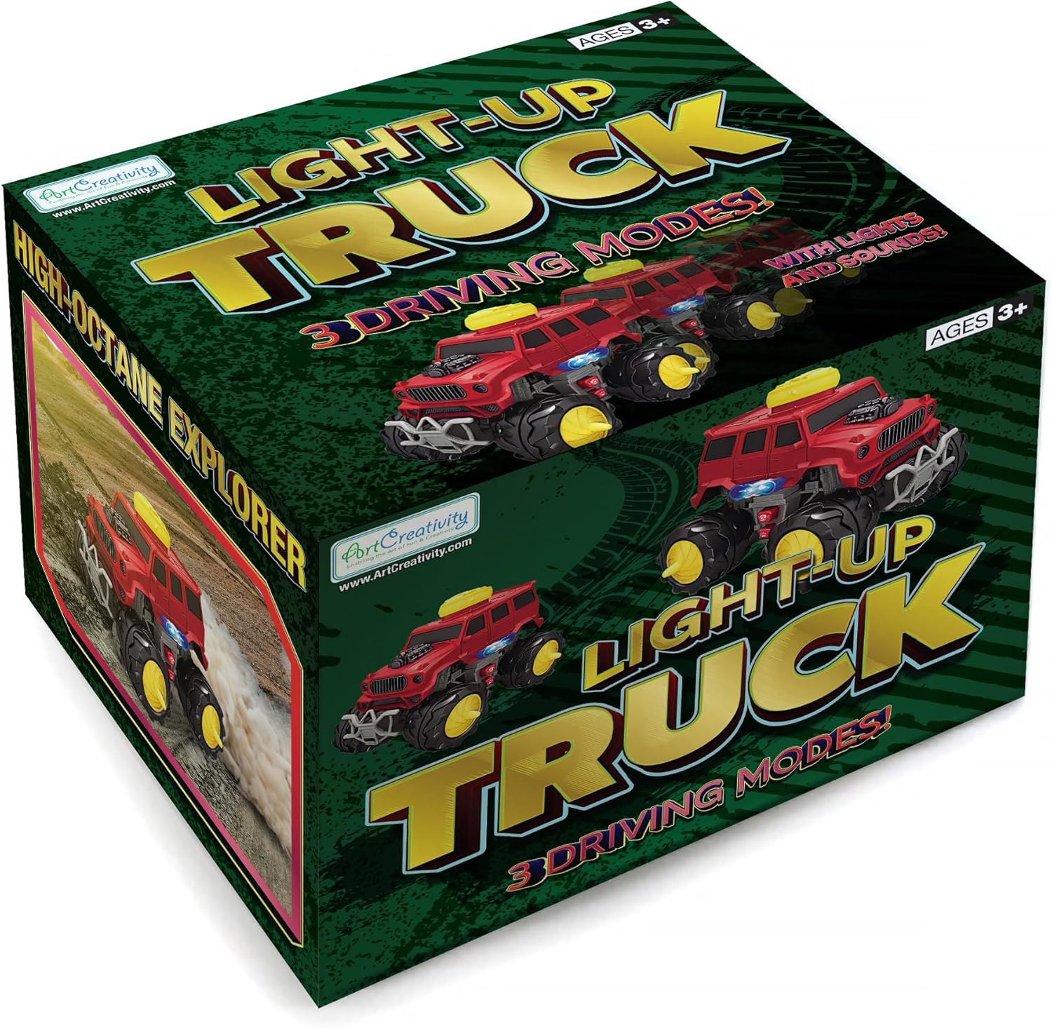 Light Up Monster Truck for Boys - Large Monster Truck Toy with Lights & Sounds - Big Monster Truck with Forward, Backward and Dance Driving Modes