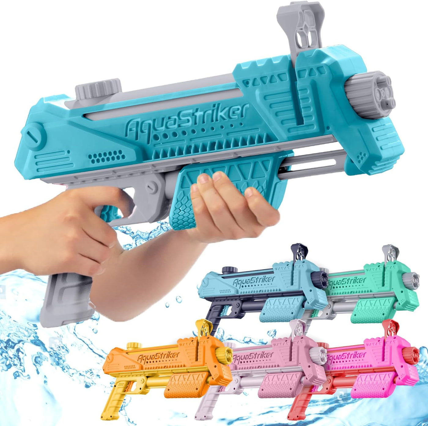 AquaStriker Water Blaster (Blue) - Prank Water Gun Gadget with Adjustable Sideways Shooting Action for Practical Jokes