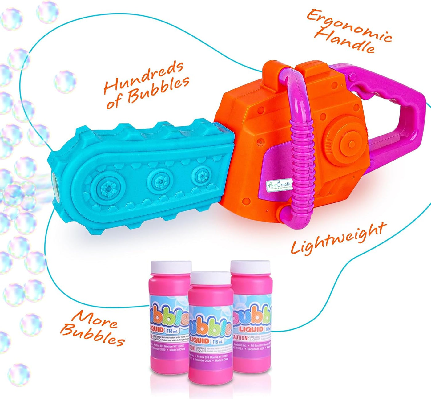 Bubble Chainsaw for Kids, Electronic Bubble Blower Machine with Bubble Solution Included, Bubble Machine with Realistic Sound, Outdoor Pretend Play Landscaping Toy for Kids Blue