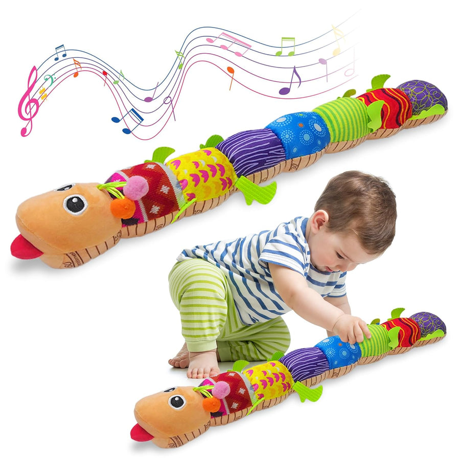 Musical Caterpillar Baby Toy - 22.8" Tummy Time Caterpillar for Babies - Plush Sensory Caterpillar Toy for 6 9 12 Months