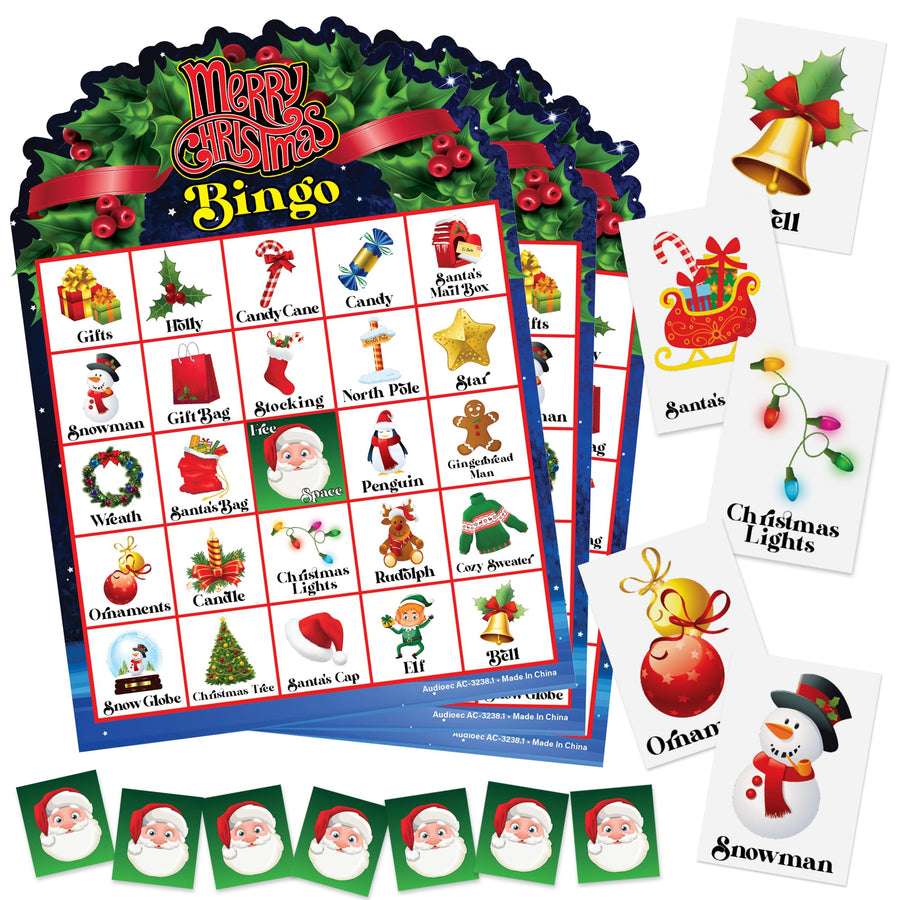 Christmas Bingo Game - 855 PC Kids Christmas Bingo - Bingo Christmas Game with 30 Player Cards - Holiday Bingo Game for Family Game Night