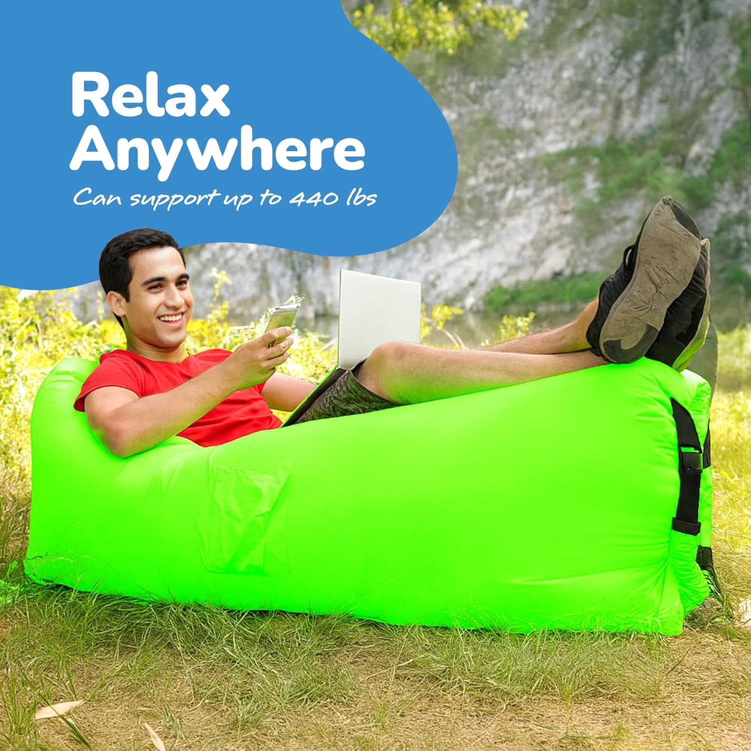 Large Inflatable Lounger Made of Waterproof Fabric