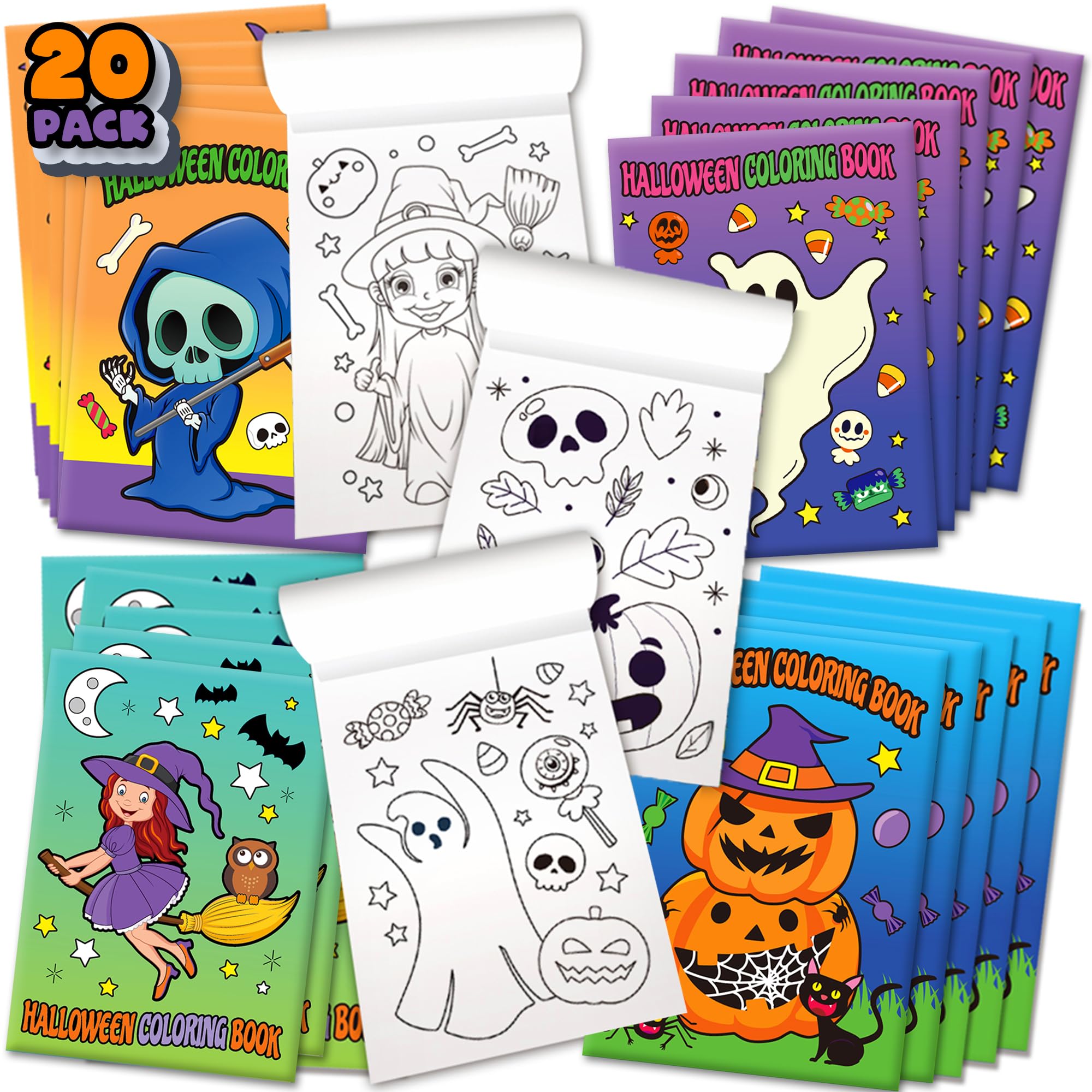 Halloween Coloring Books for Kids, Pack of 36, 5” x 7” Mini Booklets, Fun Halloween Treats Prizes, Favor Bag Fillers, Birthday Party Supplies, Art Gifts for Boys and Girls